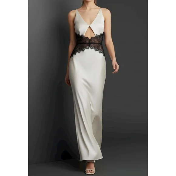 Lace Dress Black Bec And Bridge Camille Wrap Dress BEC BRIDGE Camille  Cut-Out Lace Satin Maxi Dress, Sand/Black, 12 (US)
